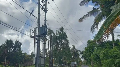 Sebuah gardu listrik milik PLN yang terpasang di lahan milik warga di Banjar Sembung, Kelurahan Bebalang, Bangli.
