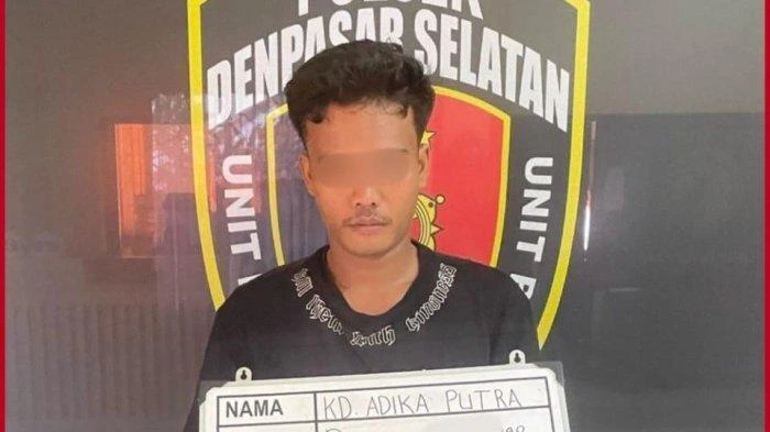 Kadek Adika Putra (27), tersangka pencurian burung yang diamankan Unit Reskrim Polsek Denpasar Selatan usai aksinya viral di media sosial.