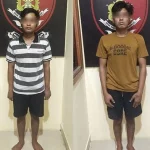 Dua buruh proyek asal Lumajang, Jawa Timur, yang ditetapkan sebagai tersangka pencurian handphone milik karyawan restoran di kawasan Balangan, Kuta Selatan, Badung. (Foto: Istimewa)